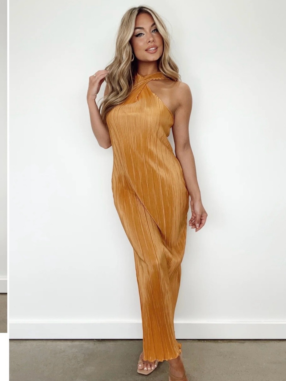Vici Cabo Plisse Twisted Front Maxi Dress